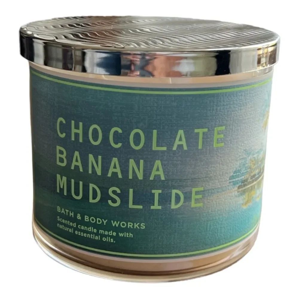 ๐ Bath & Body Works 3 Wick Candle Chocolate BananaโMudslide